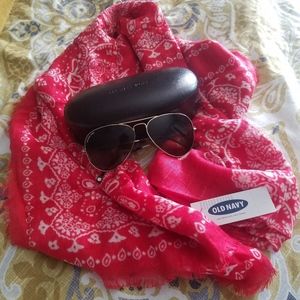 Old Navy NWT Printed Red Paisley Acrylic Scarf